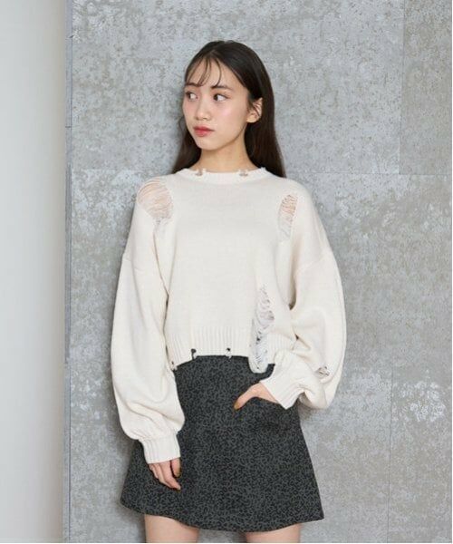 Lovetoxic / ラブトキシック ニット・セーター | 【LTXC】ダメージニット（アイボリー）