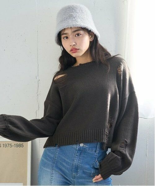 Lovetoxic / ラブトキシック ニット・セーター | 【LTXC】ダメージニット（チャコール）