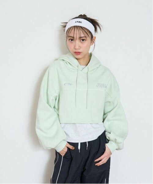Lovetoxic / ラブトキシック パーカー | 【LTXC】裏起毛クロップドパーカインナーセット（ライト グリーン）