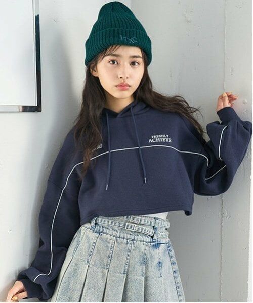 Lovetoxic / ラブトキシック パーカー | 【LTXC】裏起毛クロップドパーカインナーセット（紺）