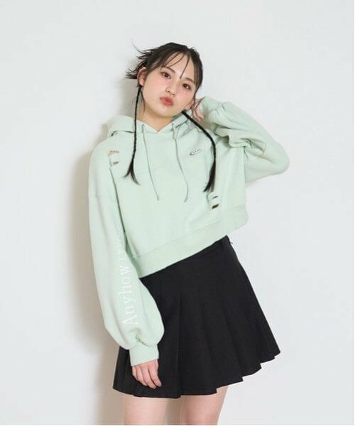 Lovetoxic / ラブトキシック パーカー | 【LTXC】ダメージクロップドパーカ（ライト グリーン）