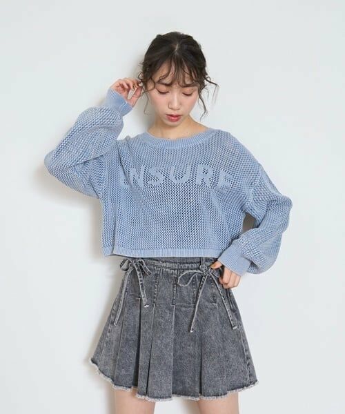 Lovetoxic / ラブトキシック ニット・セーター | 【LTXC】【綿100％】ピグメントメッシュニット（ブルー）