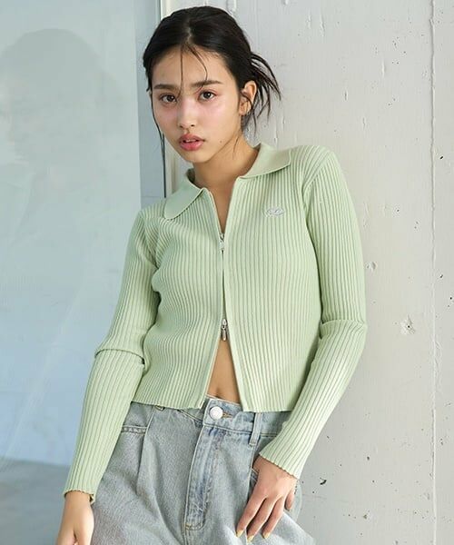 Lovetoxic / ラブトキシック ニット・セーター | 【LTXC】ダブルジップニット（ライト グリーン）