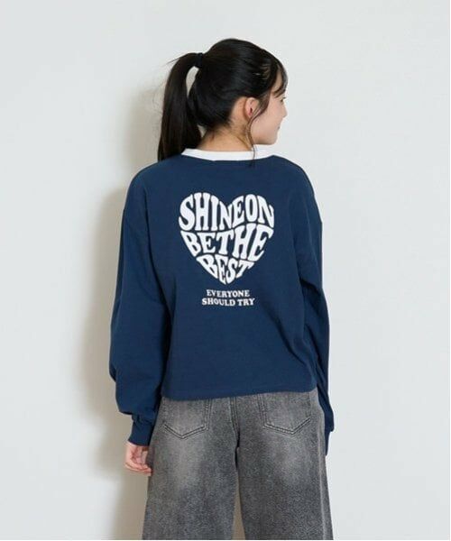 Lovetoxic / ラブトキシック Tシャツ | 【GOODPRICE】ハートバイカラー長袖Tシャツ（紺）