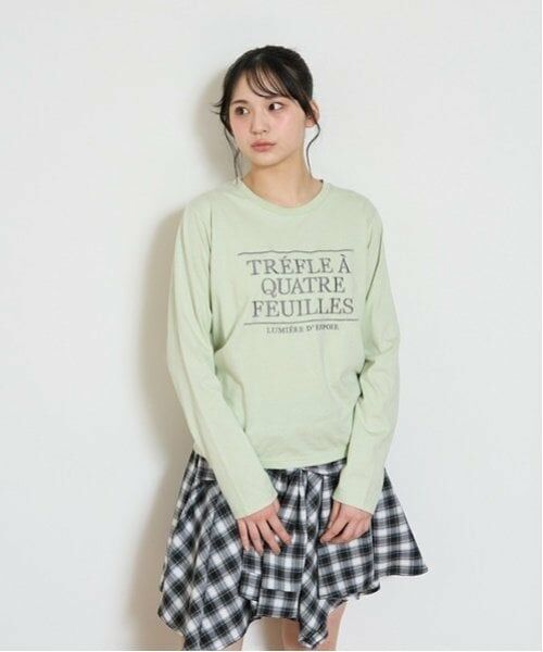Lovetoxic / ラブトキシック Tシャツ | 【GOODPRICE】【綿100％】ロゴ刺しゅう長袖Tシャツ（ライト グリーン）