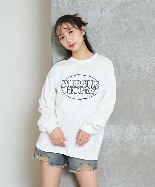 Lovetoxic / ラブトキシック Tシャツ | 【GOODPRICE】サークル刺繍長袖Tシャツ（オフ ホワイト）