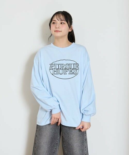 Lovetoxic / ラブトキシック Tシャツ | 【GOODPRICE】サークル刺繍長袖Tシャツ（サックス）