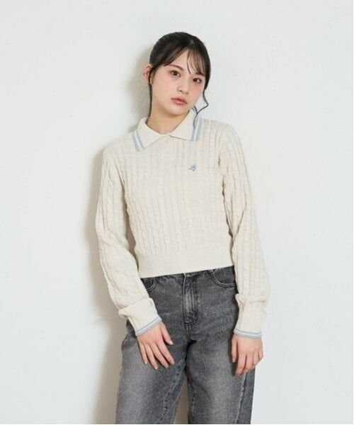 Lovetoxic / ラブトキシック ニット・セーター | クロップドポロニット（オフ ホワイト）