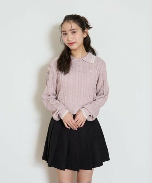 Lovetoxic / ラブトキシック ニット・セーター | クロップドポロニット（ピンク）