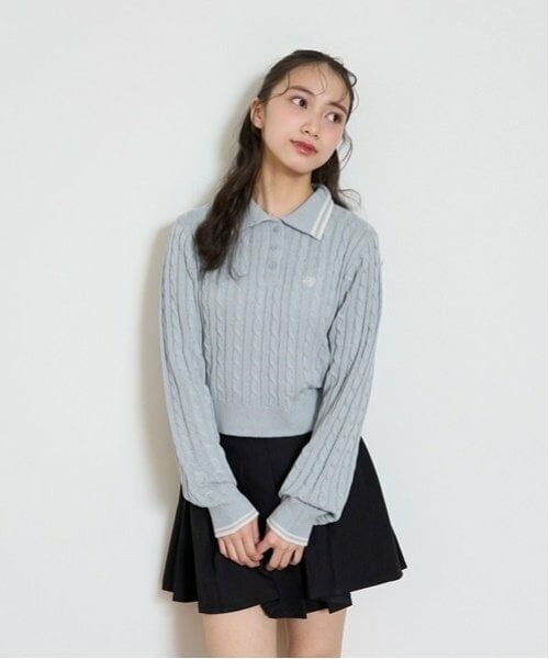 Lovetoxic / ラブトキシック ニット・セーター | クロップドポロニット（サックス）