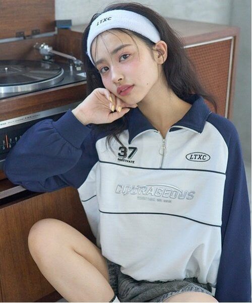 Lovetoxic / ラブトキシック スウェット | 【LTXC】ハーフジッププルオーバー（オフ ホワイト）