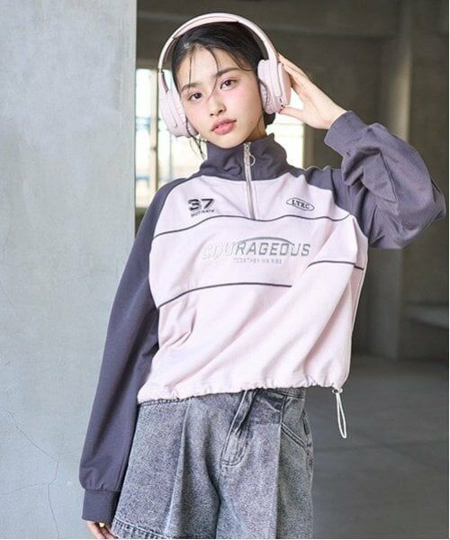 Lovetoxic / ラブトキシック スウェット | 【LTXC】ハーフジッププルオーバー（ピンク）