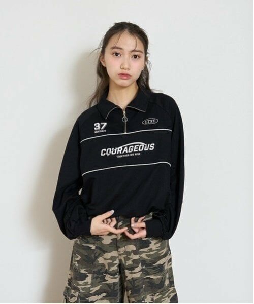 Lovetoxic / ラブトキシック スウェット | 【LTXC】ハーフジッププルオーバー（黒）