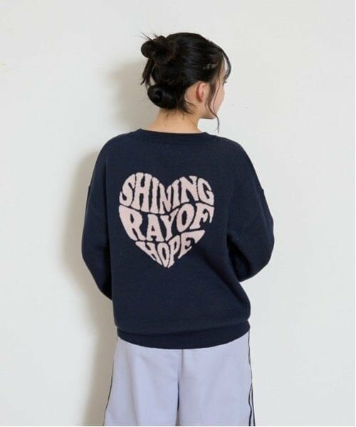 Lovetoxic / ラブトキシック ニット・セーター | バックハートジャガードニット（紺）