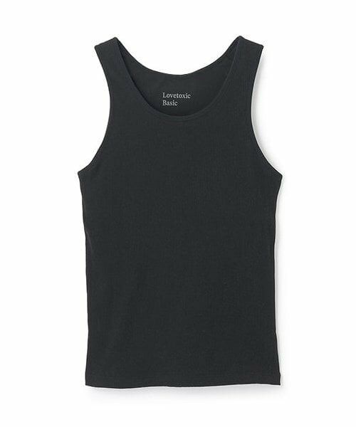 Lovetoxic / ラブトキシック キャミソール・チューブトップ | 【ベーシック】【綿100％】カップつきテレコタンクトップ（黒）