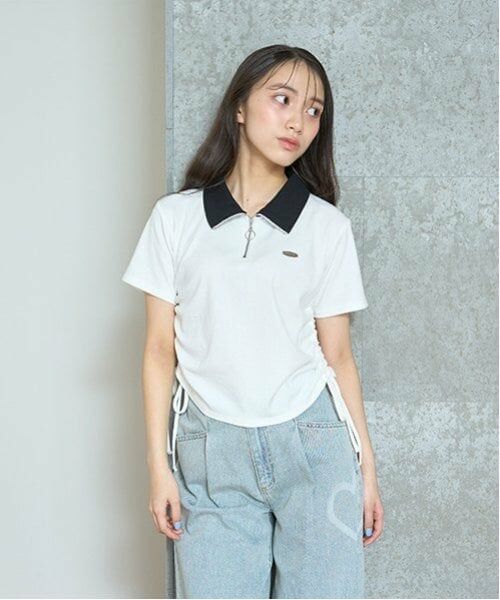 Lovetoxic / ラブトキシック ポロシャツ | ハーフジップドロストT（オフ ホワイト）