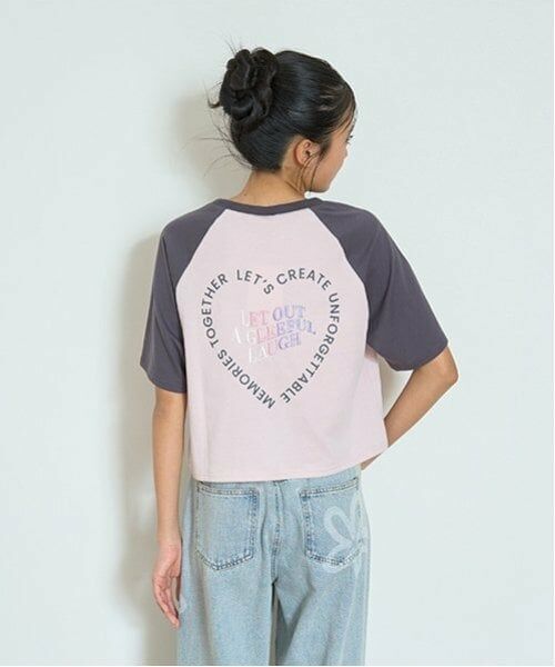 Lovetoxic / ラブトキシック Tシャツ | ハートラグラン五分袖Tシャツ（ピンク）
