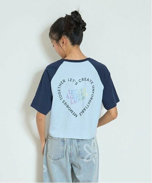 Lovetoxic / ラブトキシック Tシャツ | ハートラグラン五分袖Tシャツ（サックス）