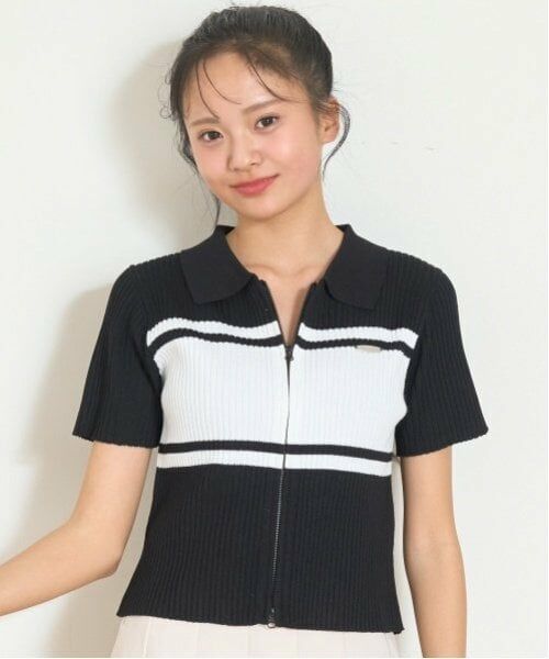 Lovetoxic / ラブトキシック ニット・セーター | 【アラエル】半袖ジップニット（黒）