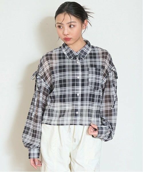 Lovetoxic / ラブトキシック シャツ・ブラウス | チェックシアーシャツ（黒）