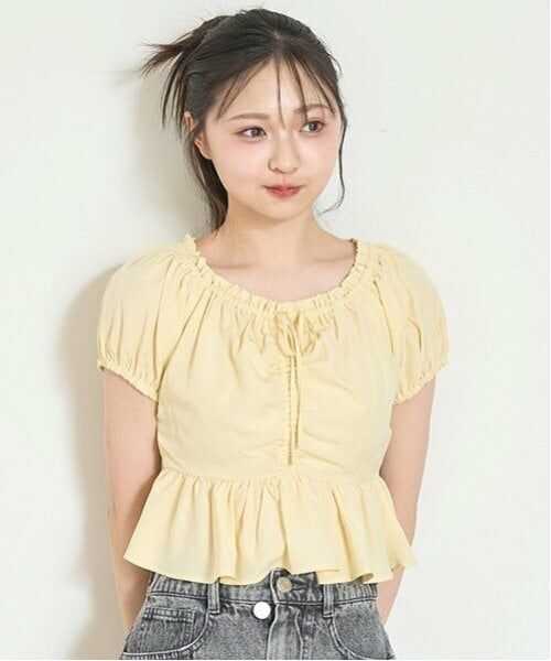 Lovetoxic / ラブトキシック シャツ・ブラウス | ドロストオフショルブラウス（黄）