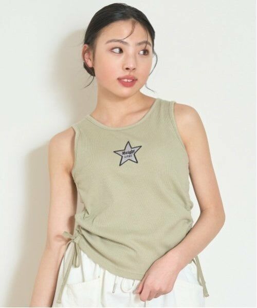 Lovetoxic / ラブトキシック キャミソール・チューブトップ | 【LTXC】【吸水速乾/さらさら】ドロストタンク（薄カーキ）