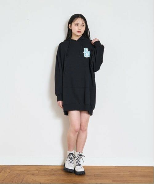 Lovetoxic / ラブトキシック ミニ丈・ひざ丈ワンピース | 【GOODPRICE】サガラワンポパーカワンピース（黒）