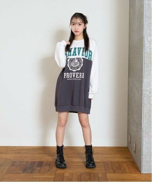 Lovetoxic / ラブトキシック ミニ丈・ひざ丈ワンピース | 【LTXC】バイカラープルワンピース（オフ ホワイト）