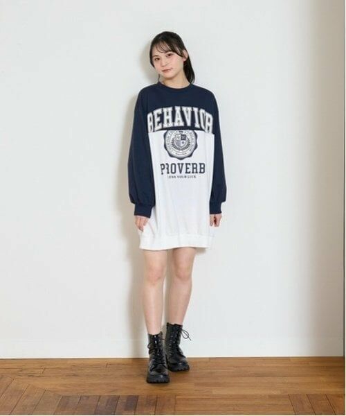 Lovetoxic / ラブトキシック ミニ丈・ひざ丈ワンピース | 【LTXC】バイカラープルワンピース（紺）