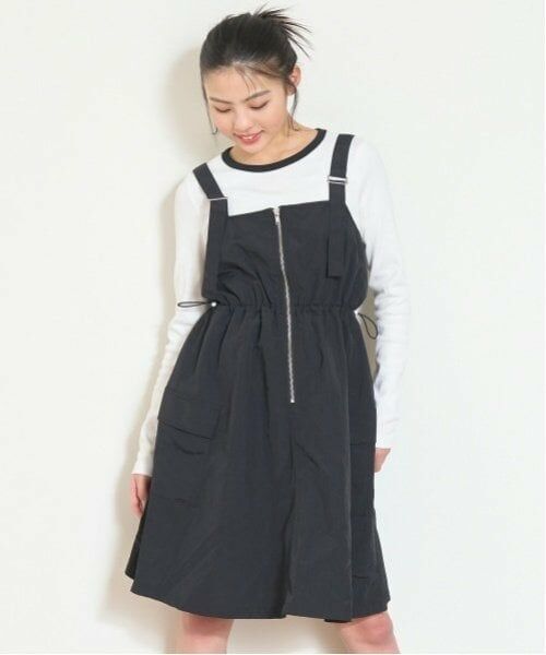 Lovetoxic / ラブトキシック ミニ丈・ひざ丈ワンピース | 【LTXC】インナーつきドローコードジャンスカ（黒）