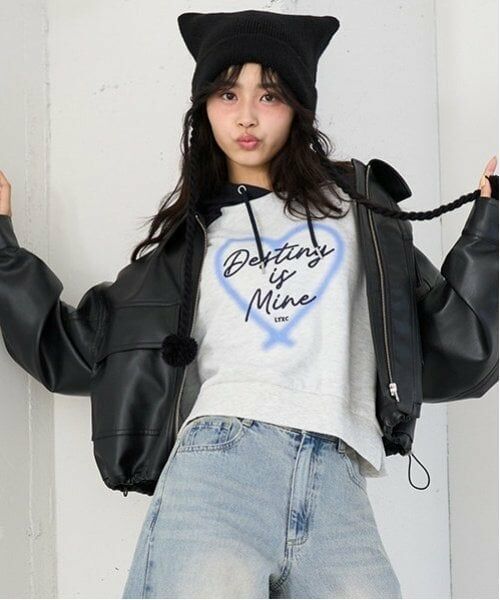 Lovetoxic / ラブトキシック ブルゾン | 合皮ショートブルゾン（黒）