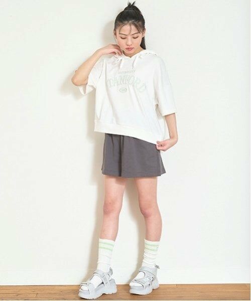 Lovetoxic / ラブトキシック パーカー | 【GOODPRICE】【綿100％】半袖パーカセットアップ（オフ ホワイト）