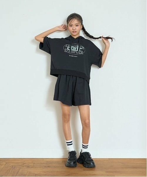 Lovetoxic / ラブトキシック パーカー | 【GOODPRICE】【綿100％】半袖パーカセットアップ（黒）