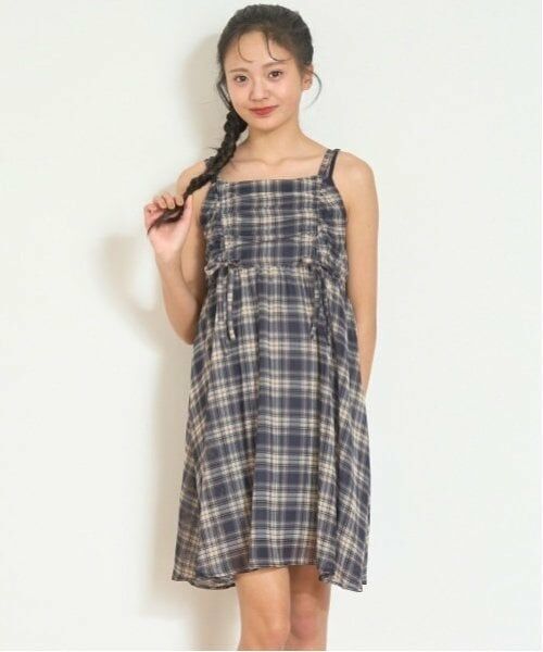 Lovetoxic / ラブトキシック ミニ丈・ひざ丈ワンピース | ドロストジャンスカ（紺）