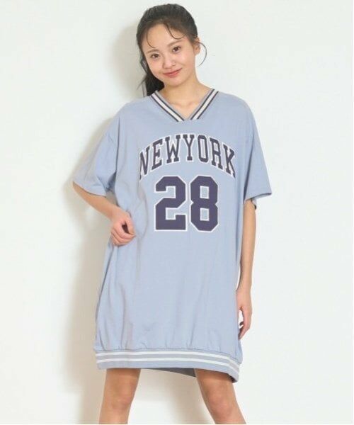 Lovetoxic / ラブトキシック ミニ丈・ひざ丈ワンピース | 【LTXC】【吸水速乾/さらさら】ナンバーTOP（サックス）