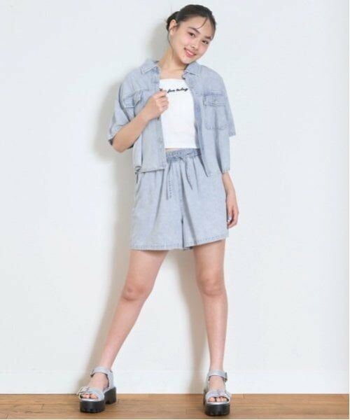 Lovetoxic / ラブトキシック シャツ・ブラウス | 【綿100％】デニムシャツセットアップ | 詳細1