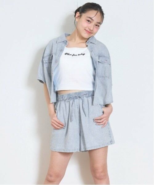 Lovetoxic / ラブトキシック シャツ・ブラウス | 【綿100％】デニムシャツセットアップ（サックス）