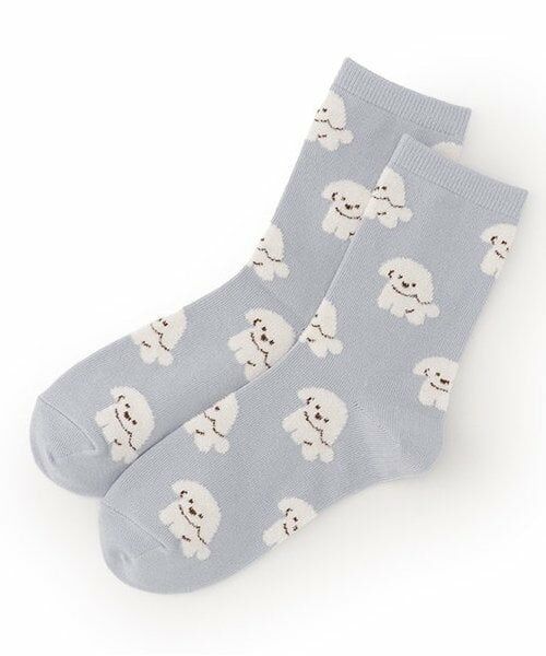 Lovetoxic / ラブトキシック ソックス | ワンチャン柄クルーソックス（サックス）