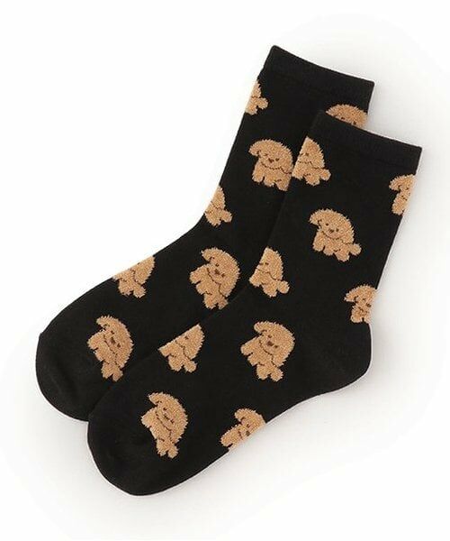 Lovetoxic / ラブトキシック ソックス | ワンチャン柄クルーソックス（黒）