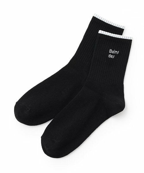 Lovetoxic / ラブトキシック ソックス | 刺しゅうリブクルーソックス（黒）