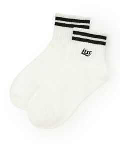 Lovetoxic / ラブトキシック ソックス | 【抗菌防臭】ライン刺繍ロゴくるぶし丈ソックス