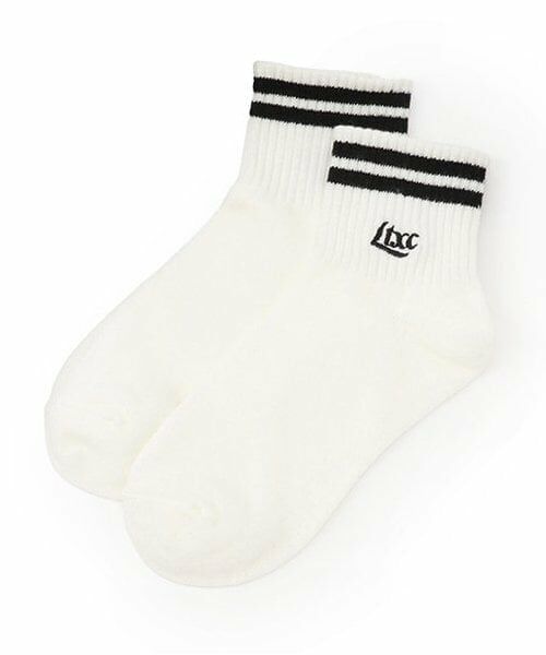 Lovetoxic / ラブトキシック ソックス | 【抗菌防臭】ライン刺繍ロゴくるぶし丈ソックス（オフ ホワイト）