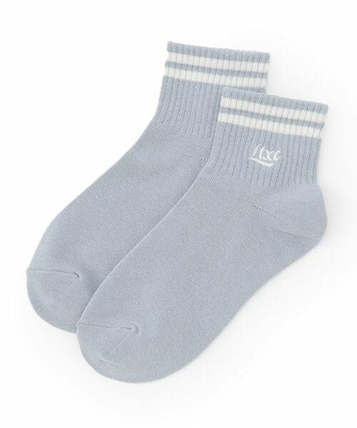 Lovetoxic / ラブトキシック ソックス | 【抗菌防臭】ライン刺繍ロゴくるぶし丈ソックス（サックス）