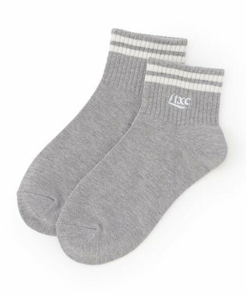 Lovetoxic / ラブトキシック ソックス | 【抗菌防臭】ライン刺繍ロゴくるぶし丈ソックス（トップ グレー）