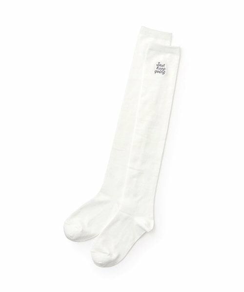 Lovetoxic / ラブトキシック ソックス | ロゴ刺繍ニーハイソックス（オフ ホワイト）