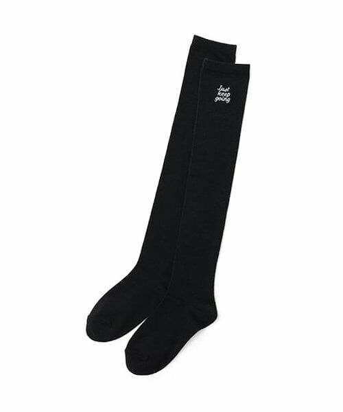 Lovetoxic / ラブトキシック ソックス | ロゴ刺繍ニーハイソックス（黒）