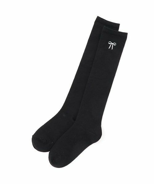 Lovetoxic / ラブトキシック ソックス | リボンシシュウハイソックス（黒）