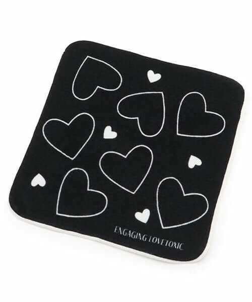 Lovetoxic / ラブトキシック タオル | 【綿100％】ハート柄ハンドタオル（黒）