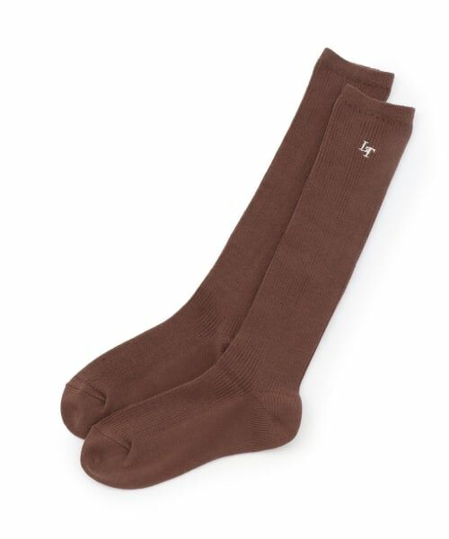 Lovetoxic / ラブトキシック ソックス | 【BS】ワンポイント刺繍リブハイソックス（茶）