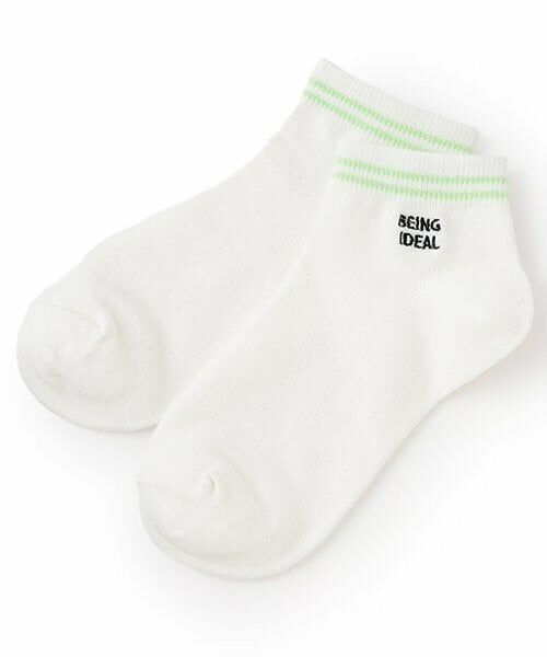 Lovetoxic / ラブトキシック ソックス | 【抗菌防臭】ライン刺しゅうスニーカ丈ーソックス（グリーン）